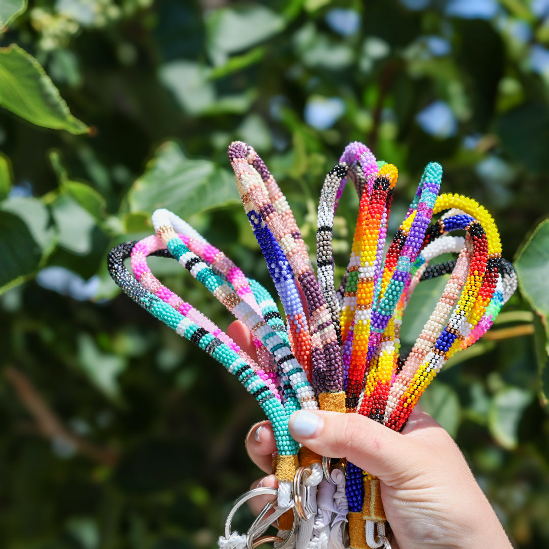 Beaded Lanyard Key Chain Native-made Beaded Lanyard: Indigenous Style Keychain ID Holder  Ireland