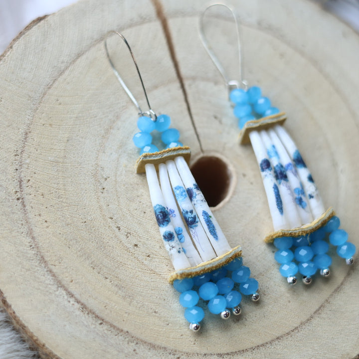 Janet L. Stacked Dentalium Earrings