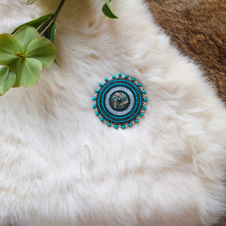 Mercedes G. Teal Abstract Pin