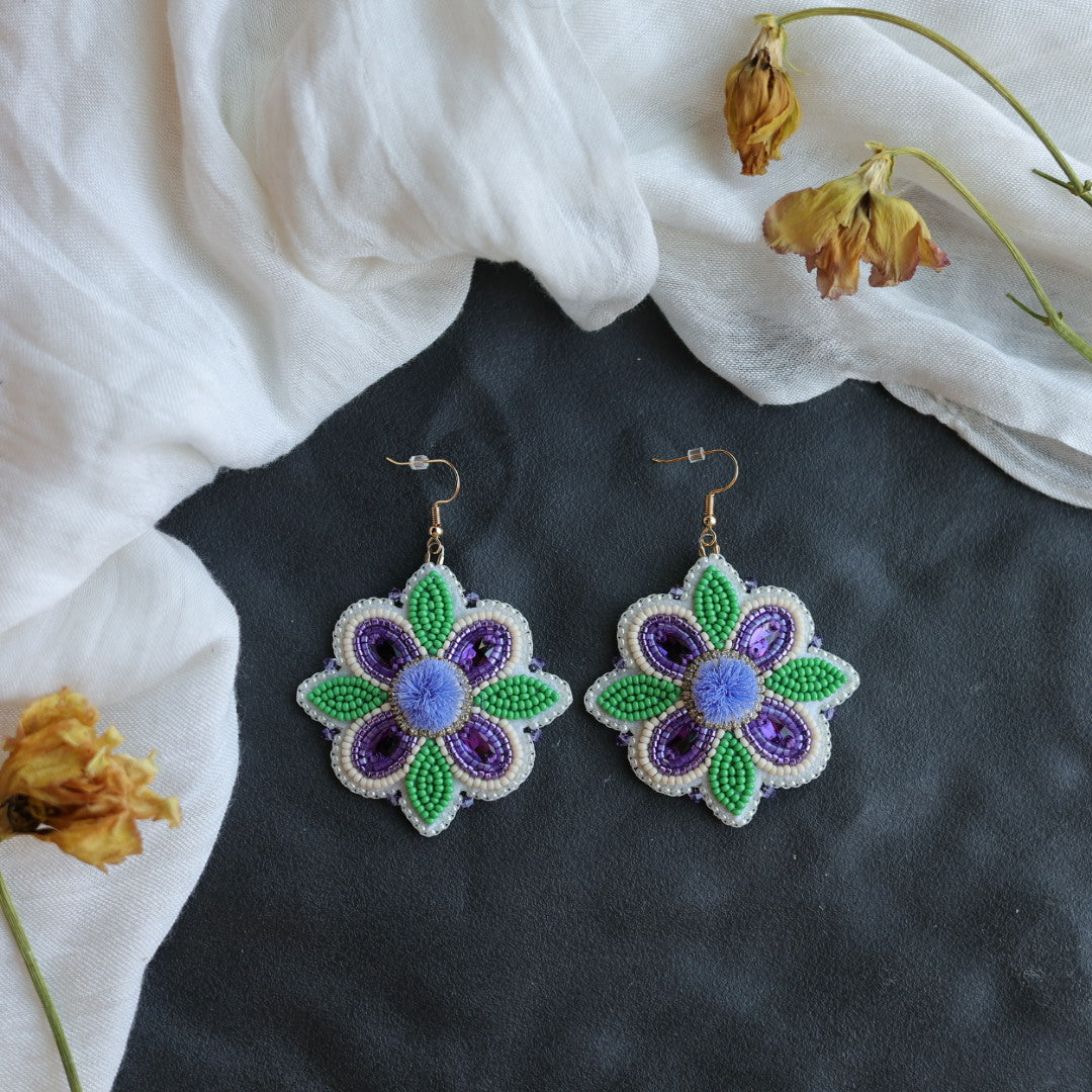 Beth Rose Designs Jade Collection Purple Floral Earrings