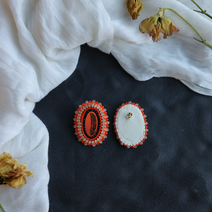 Beth Rose Designs Orange Feather Earrings