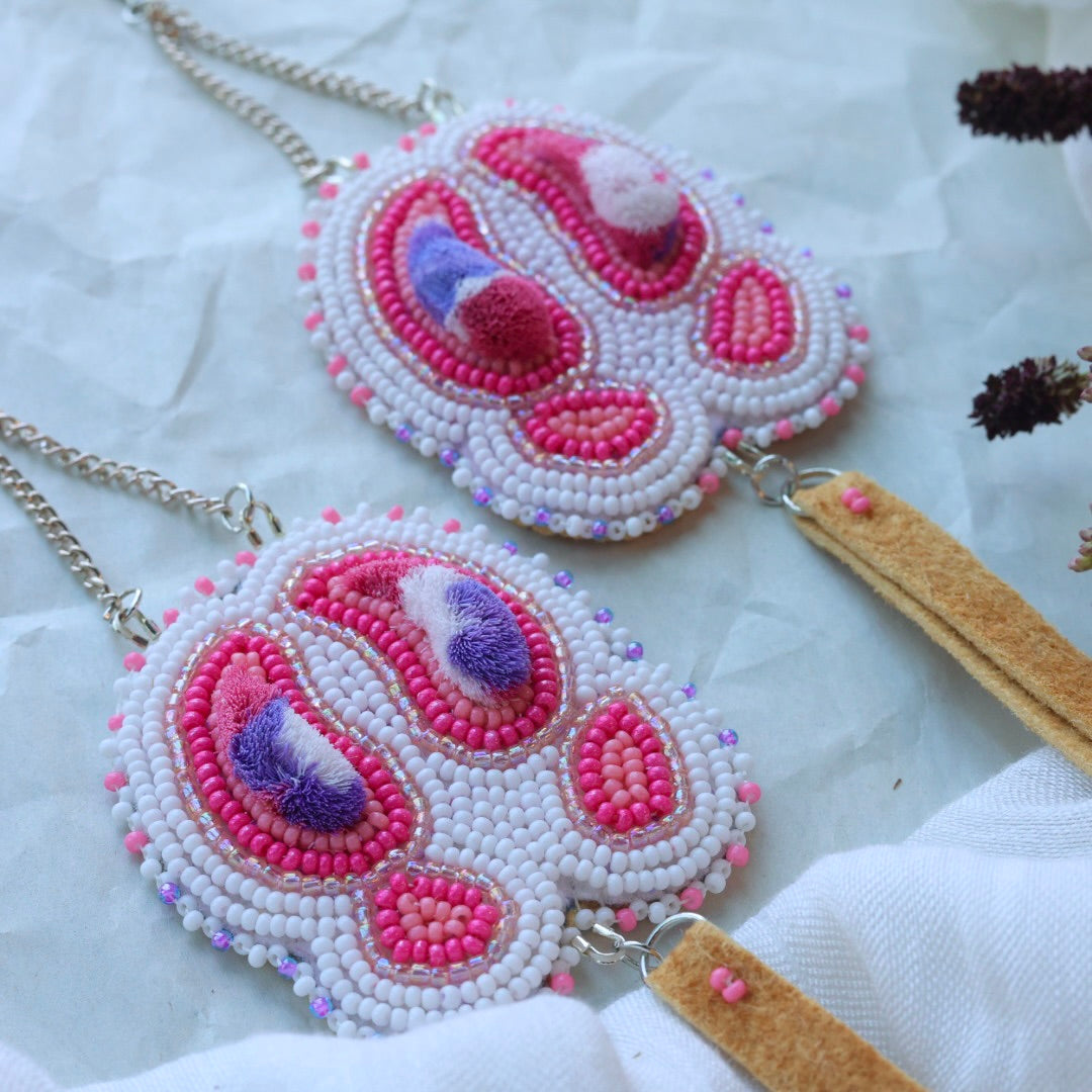 Deneyounen Designs Caribou Tracks Bead and Tufted Earrings