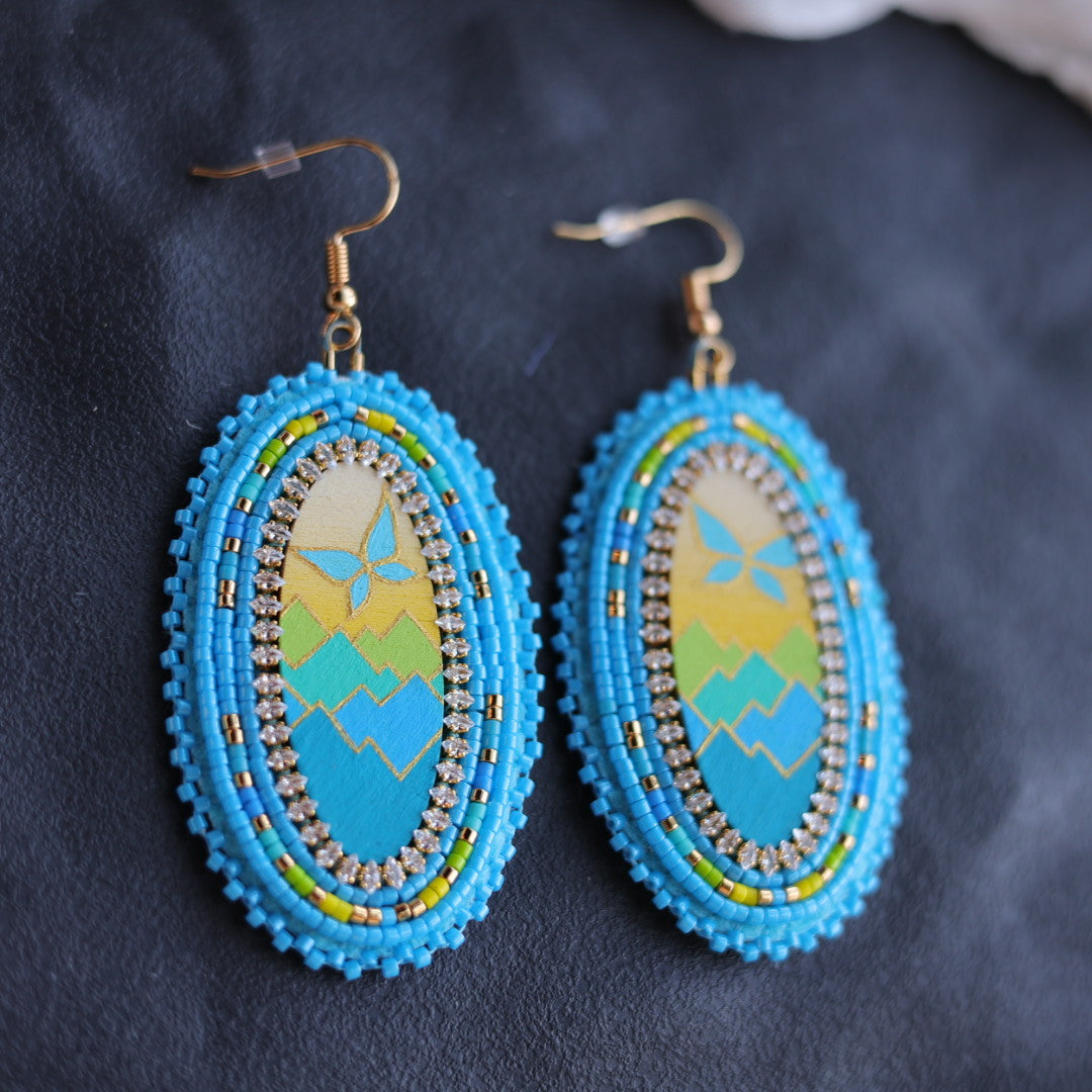 Beth Rose Designs Blue Butterfly Scene Earrings