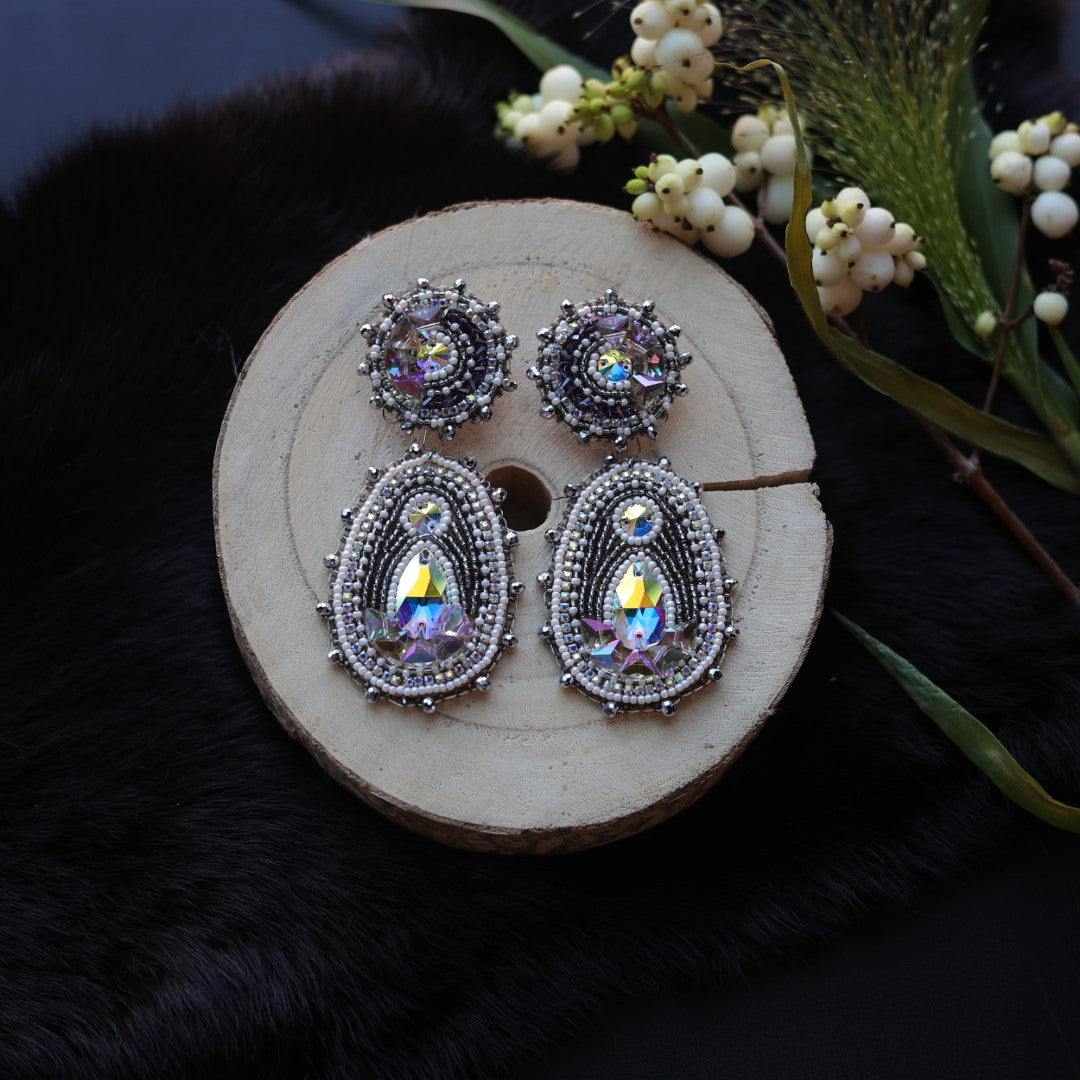 Ironstar Co. Geo Crystal Stud Beaded Earrings