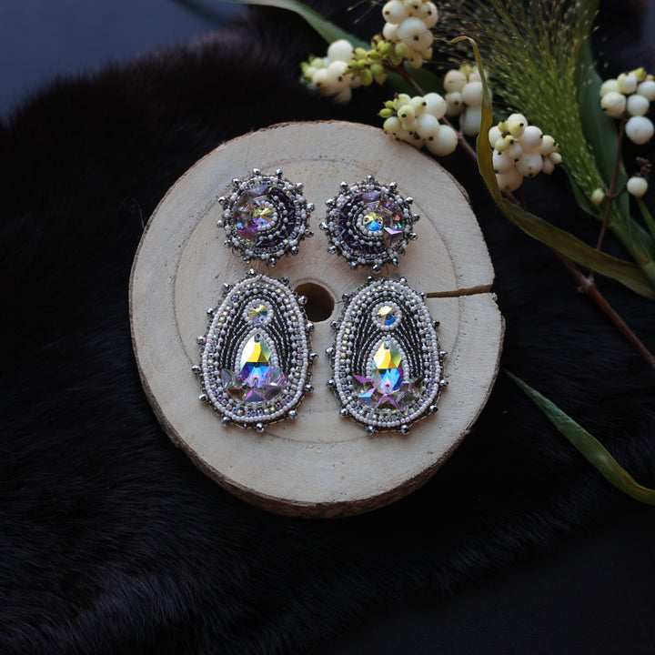 Ironstar Co. Geo Crystal Stud Beaded Earrings