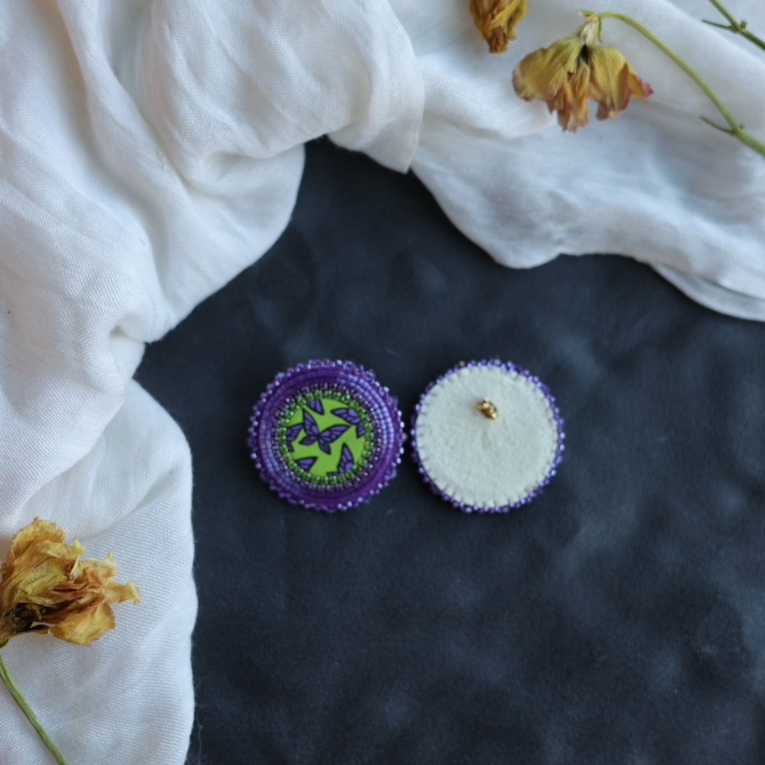 Beth Rose Designs Purple & Green Painted Butterfly Earrings