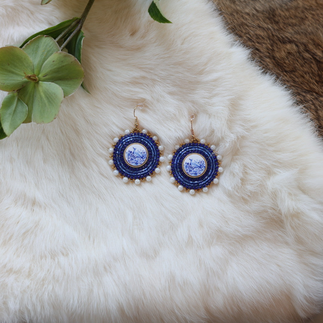 Mercedes G. Blue Porcelain Drop Earrings