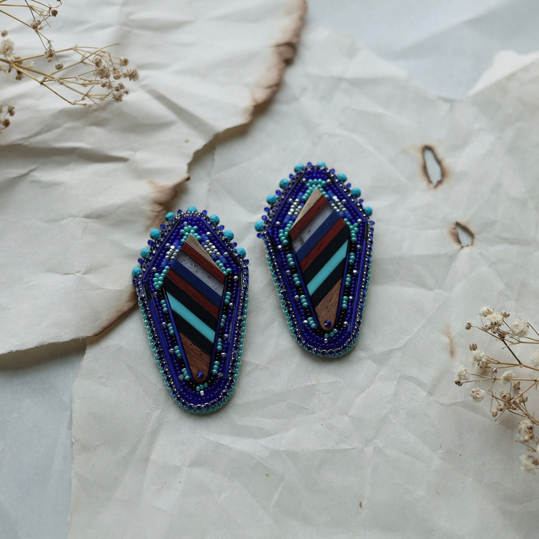 TLee Beads Royal Blue Beaded Earrings