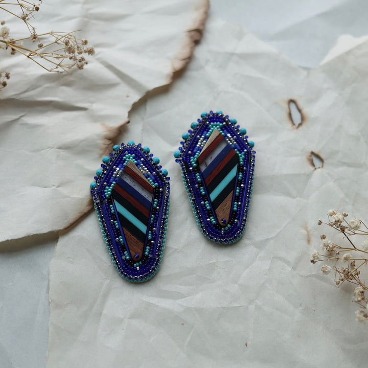 TLee Beads Royal Blue Beaded Earrings
