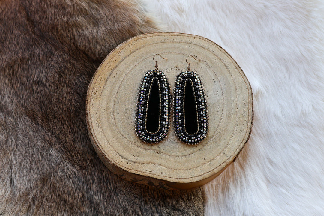 Nikki P. Black Oblong Drop Earrings