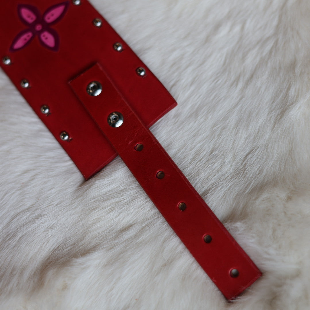 Iskotew Pahkekin 35" Floral Painted Leather Belt