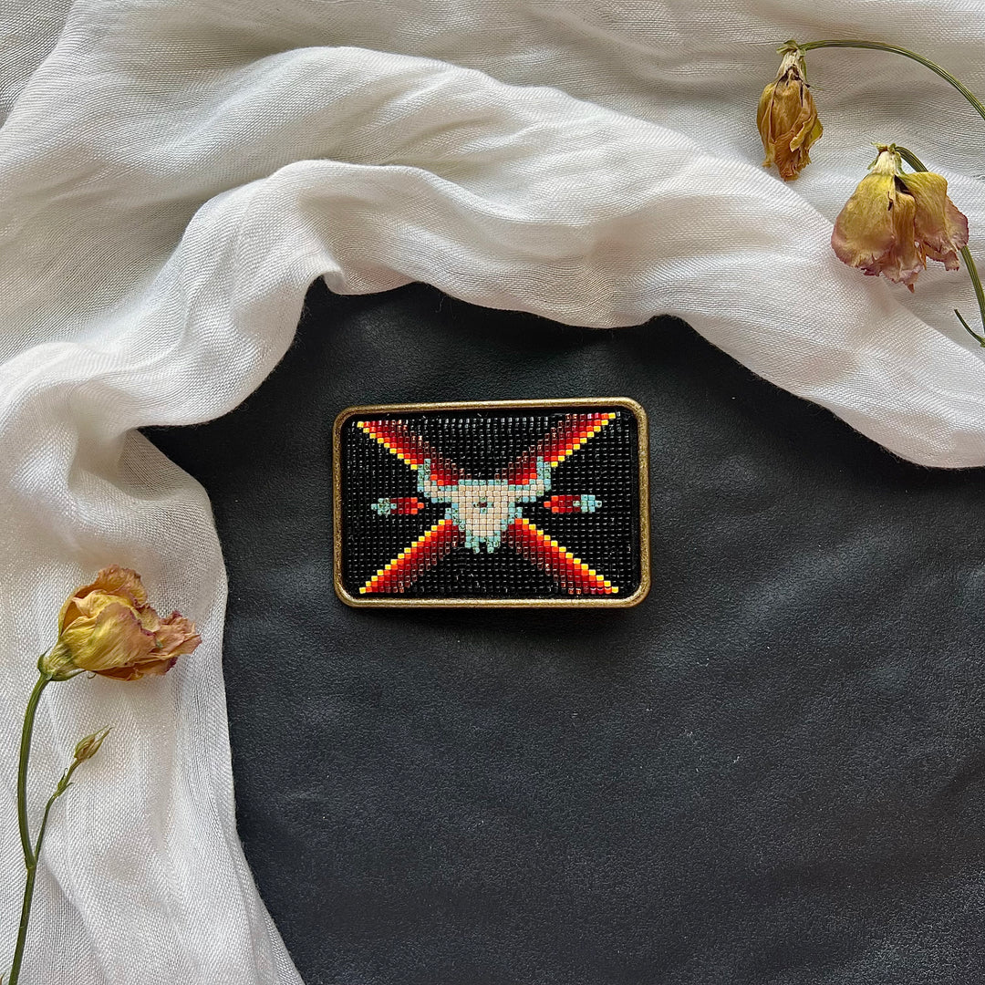 Beth Rose Designs Loomed Skull Belt Buckle