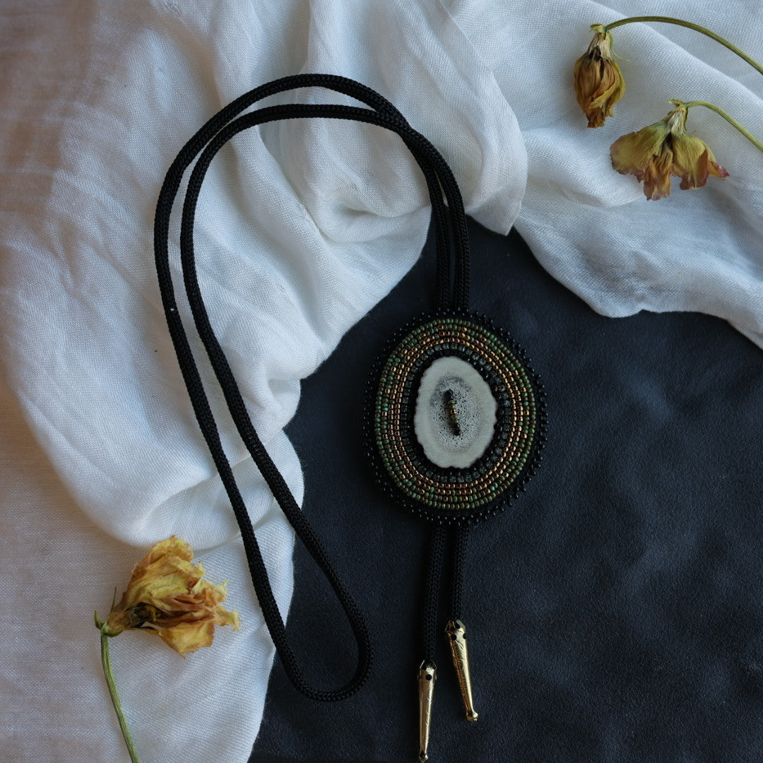 Beth Rose Designs Beaded Antler Bolo Tie