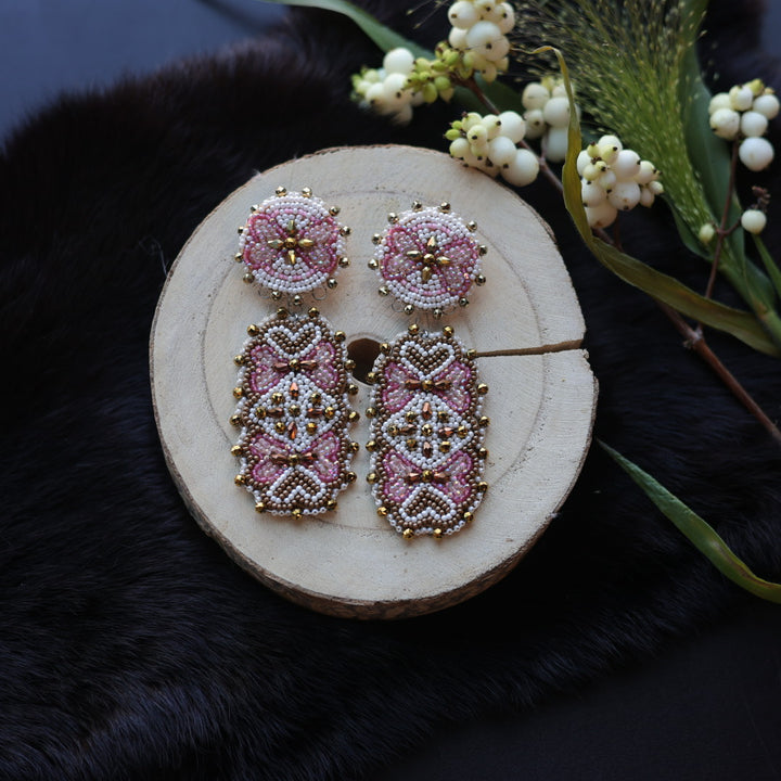 Ironstar Co. Pink Tiered Beaded Earrings