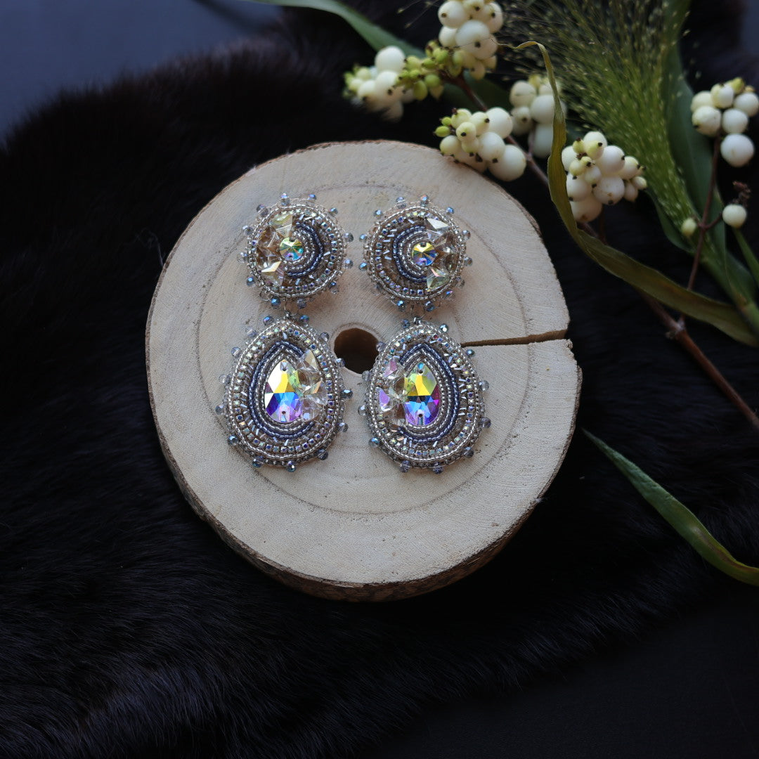 Ironstar Co. Geo Crystal Stud Beaded Earrings