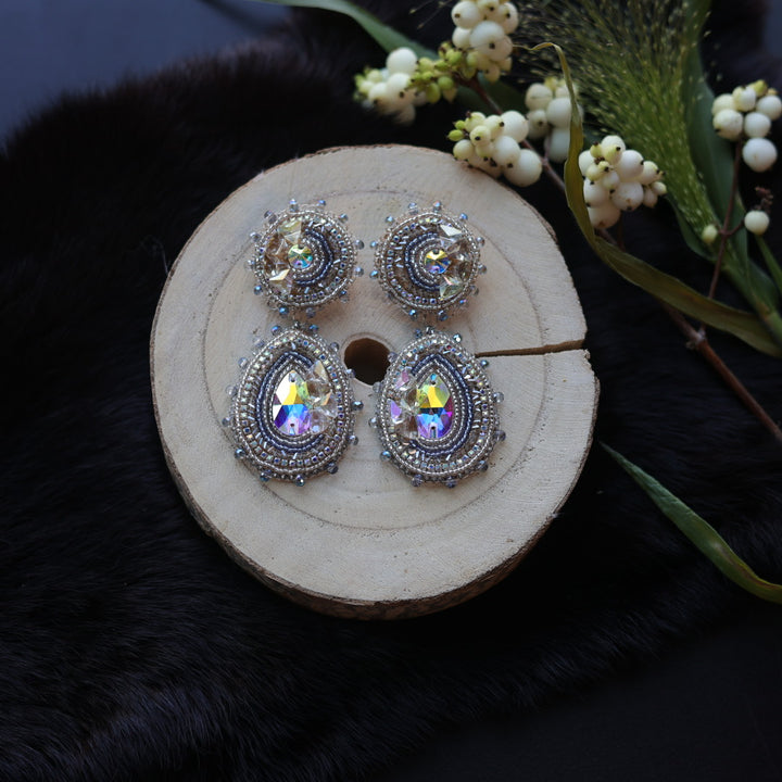 Ironstar Co. Geo Crystal Stud Beaded Earrings