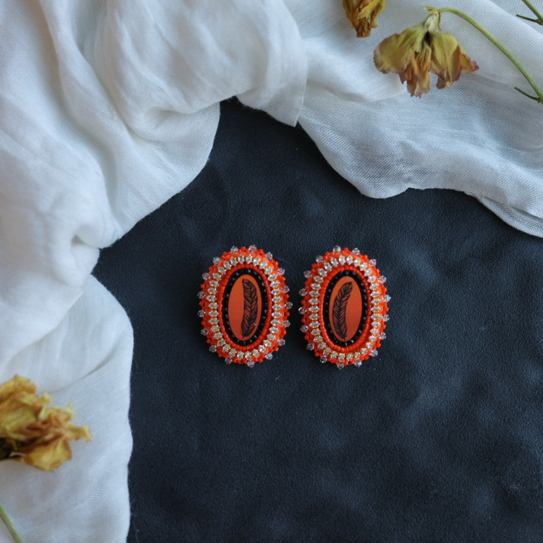 Beth Rose Designs Orange Feather Earrings
