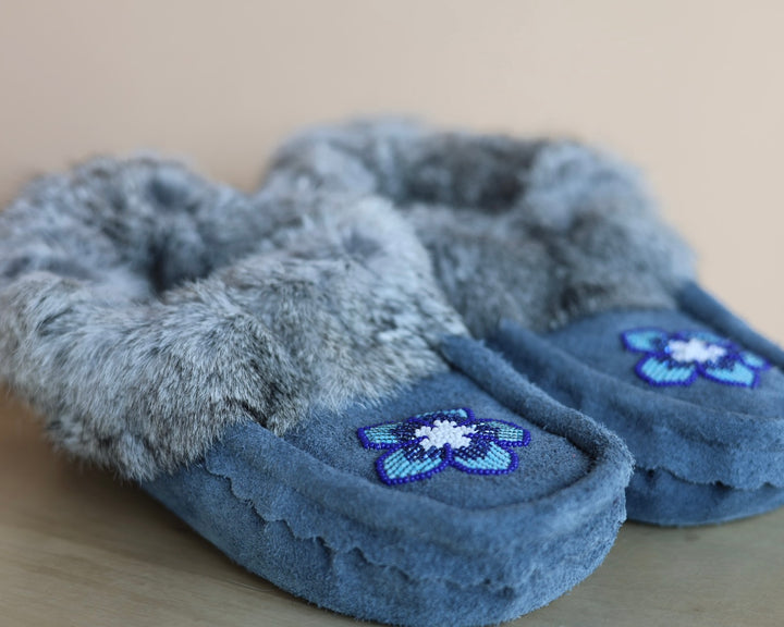 Ironstar Co. Blue Moccasins With Floral Detail