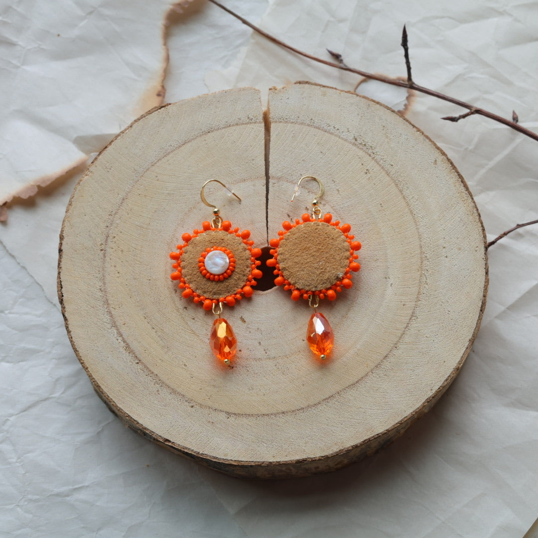 Windy North Designs Beaded Shell Drop Earrings