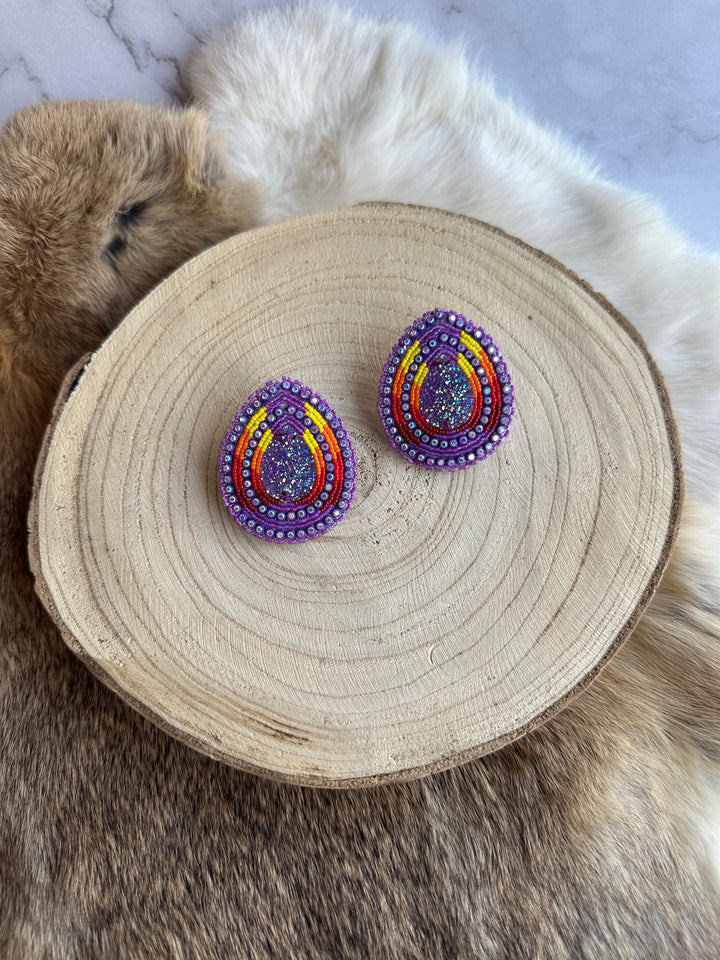 Four Directions Sunset Teardrop Beaded Earrings