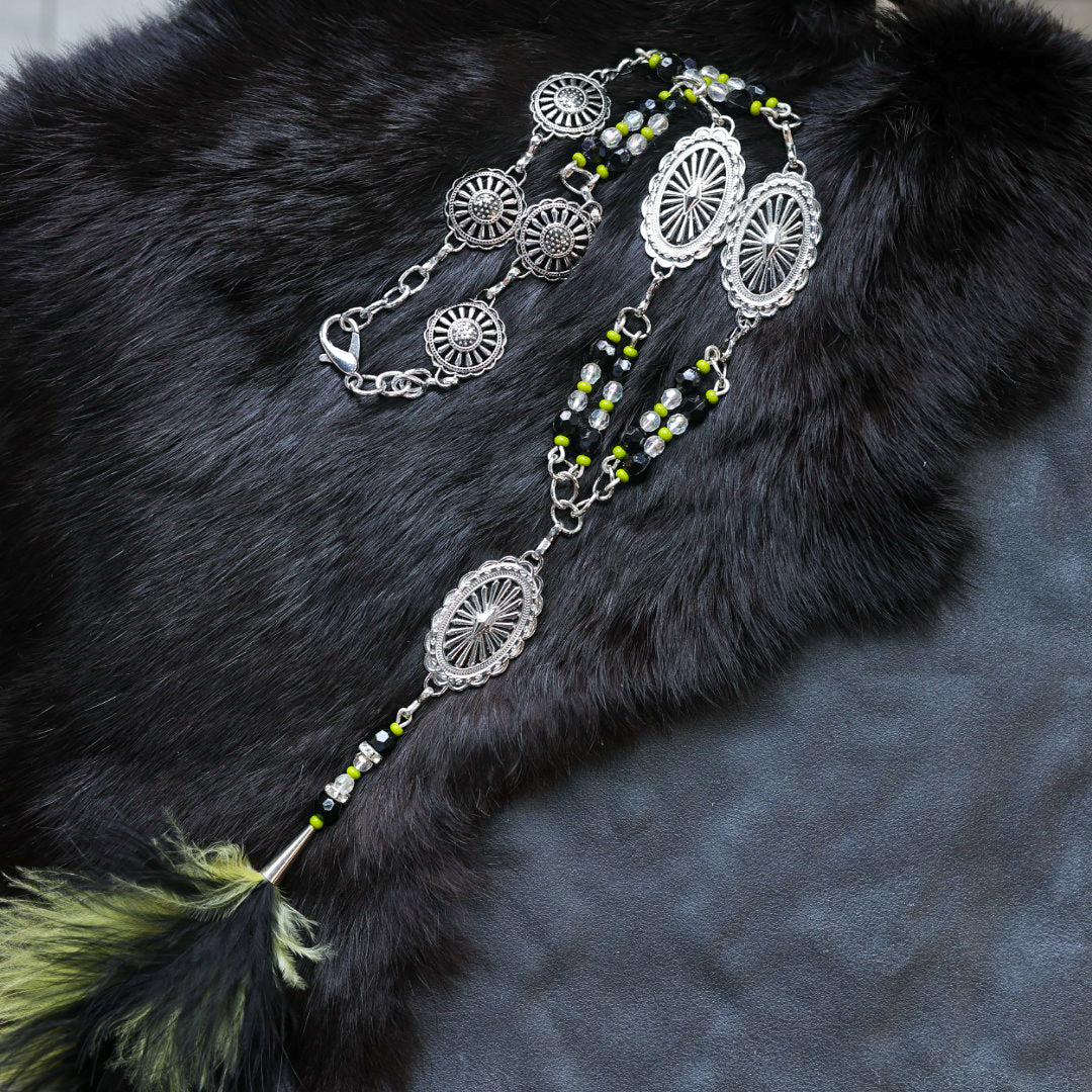 Helen O. Green Feather Concho Necklace