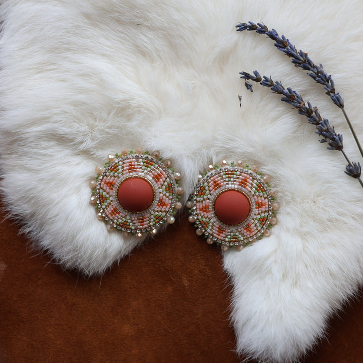 Faye's Beadiful Creations Round Beaded Burst Earrings