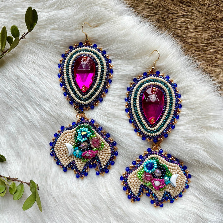 Mercedes G. Cream Bison Convertible Earrings