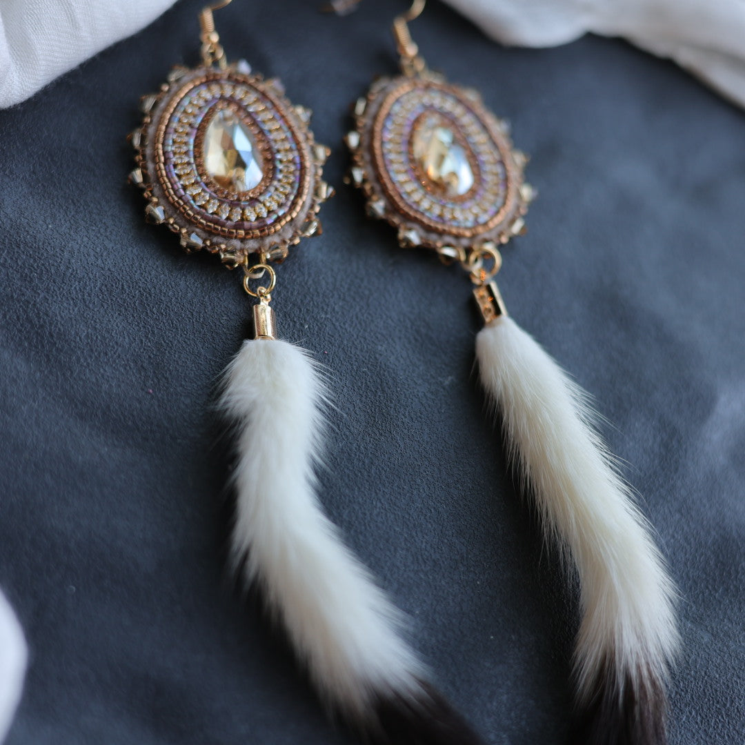 Beth Rose Designs Beaded Teardrop & Ermine Tail Earrings