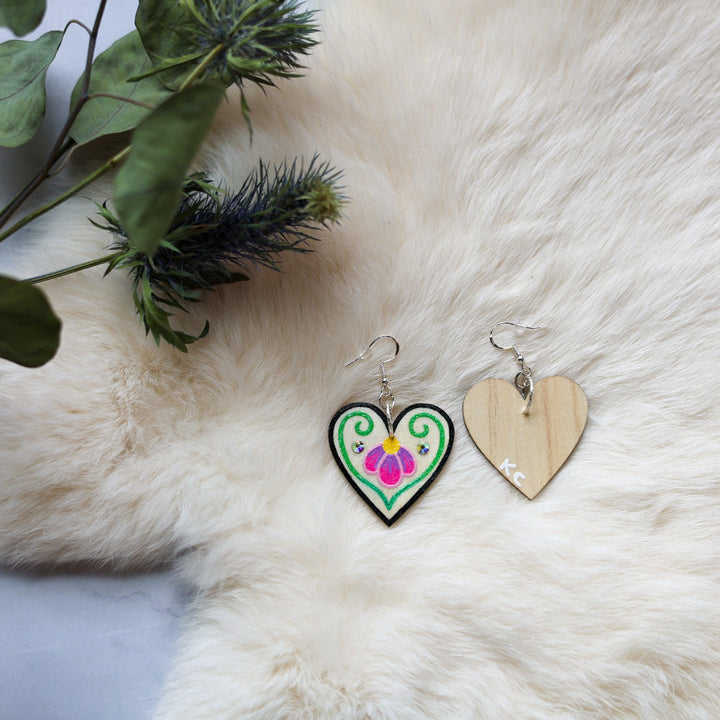 Kristina Cardinal Painted Heart Earrings