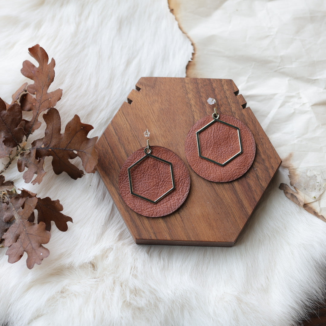 1885 Leather Co. Round Leather Drop Earrings