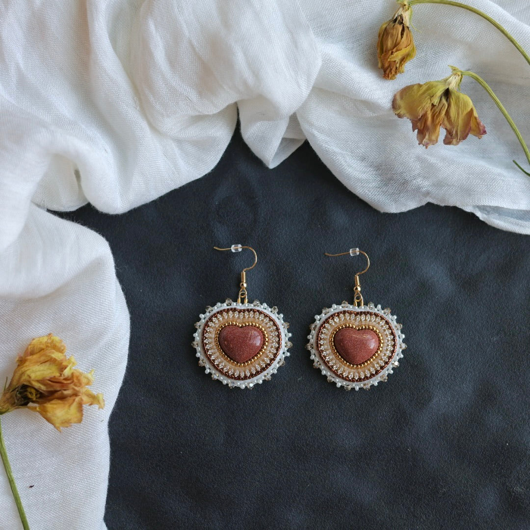 Beth Rose Designs Goldstone Heart Necklace & Earring Set