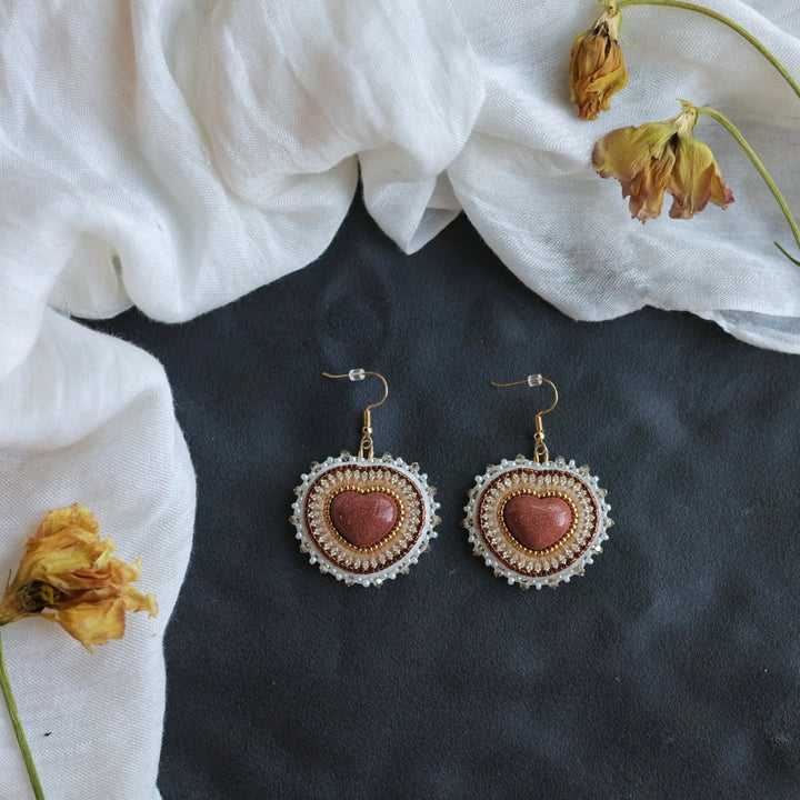 Beth Rose Designs Goldstone Heart Necklace & Earring Set