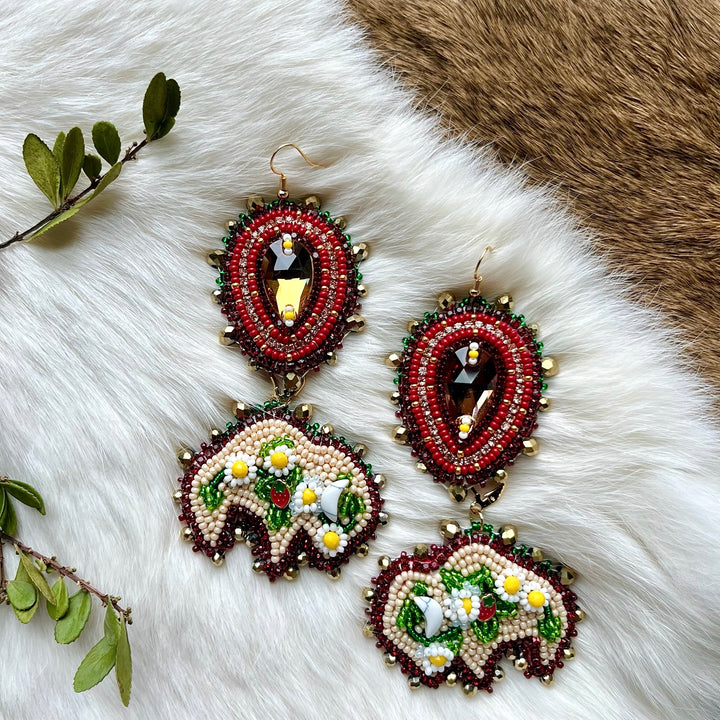 Mercedes G. Strawberry Bison Convertible Earrings