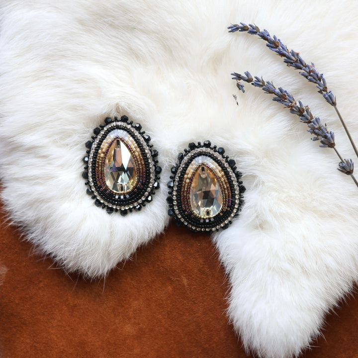 Faye's Beadiful Creations Teardrop Gem Beaded Earrings