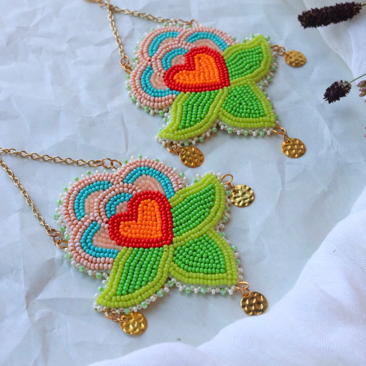 Deneyounen Designs Floral Statement Beaded Earrings