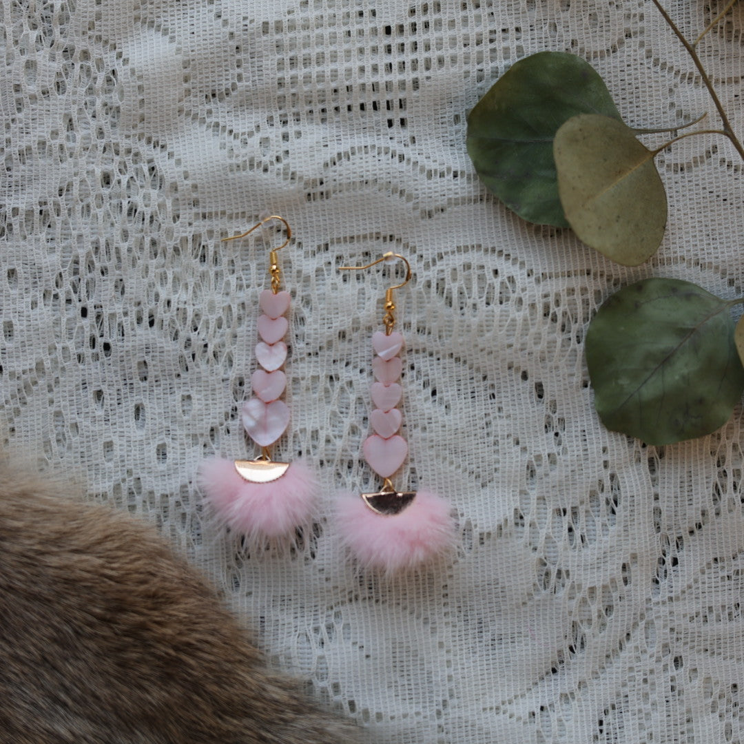 Prairie Sage Beadwork Dyed Mother of Pearl & Mink Drop Earrings