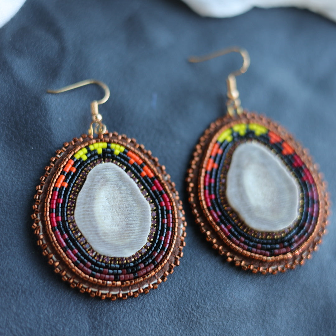 Beth Rose Designs Bronze Fire & Antler Beaded Earrings