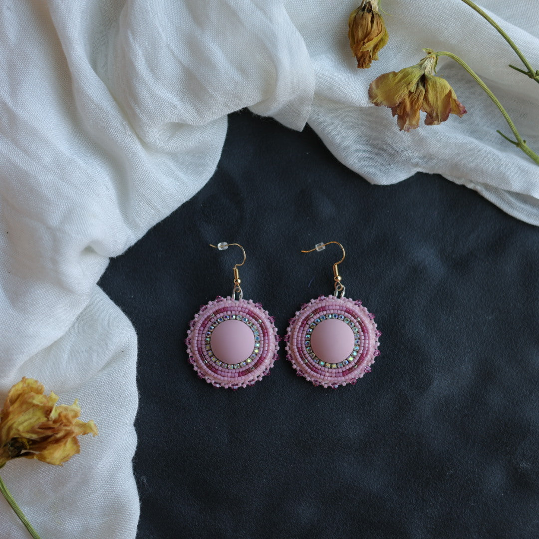 Beth Rose Designs Pink Monotone Round Drop Earrings