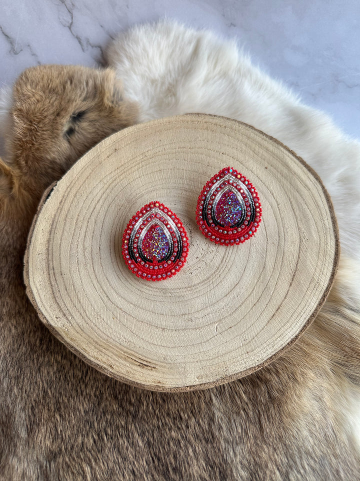 Four Directions Sunset Teardrop Beaded Earrings