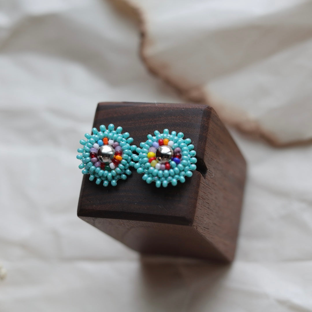 TLee Beads Tiny Brass Conch Beaded Studs