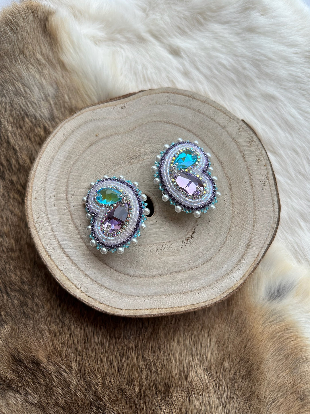 Mercedes G. Blue & Purple Beaded Earrings