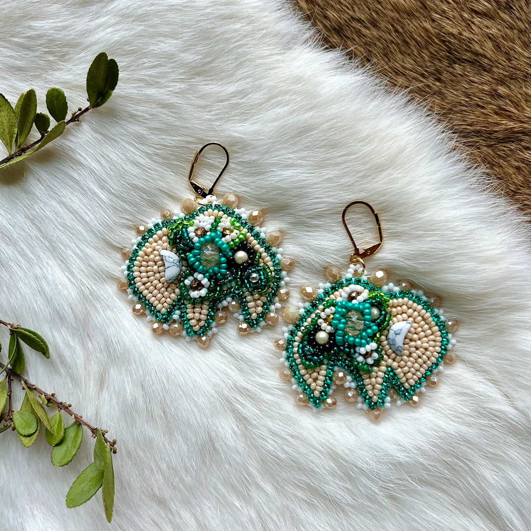 Mercedes G. Cream Bison Convertible Earrings