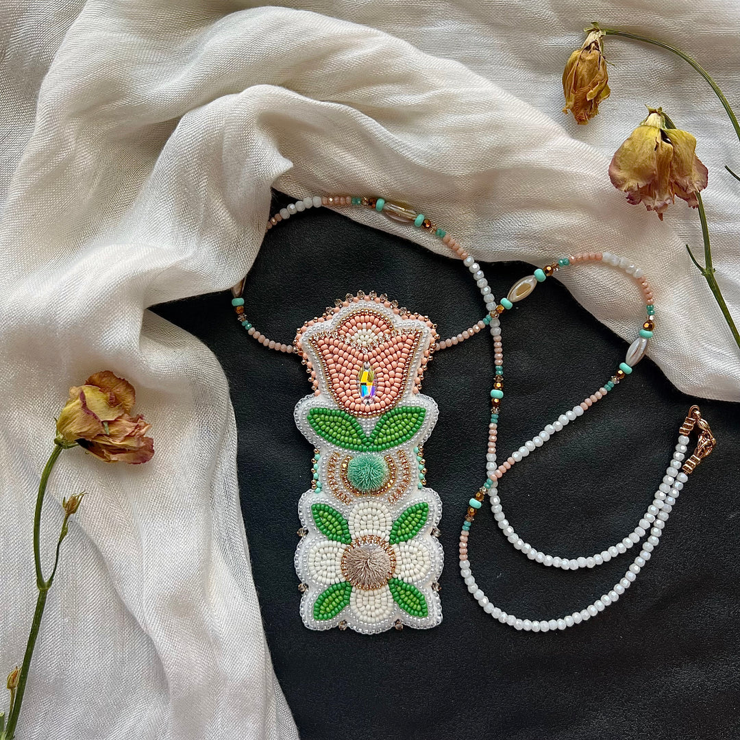 Beth Rose Designs Jade Collection Stacked Floral Necklace