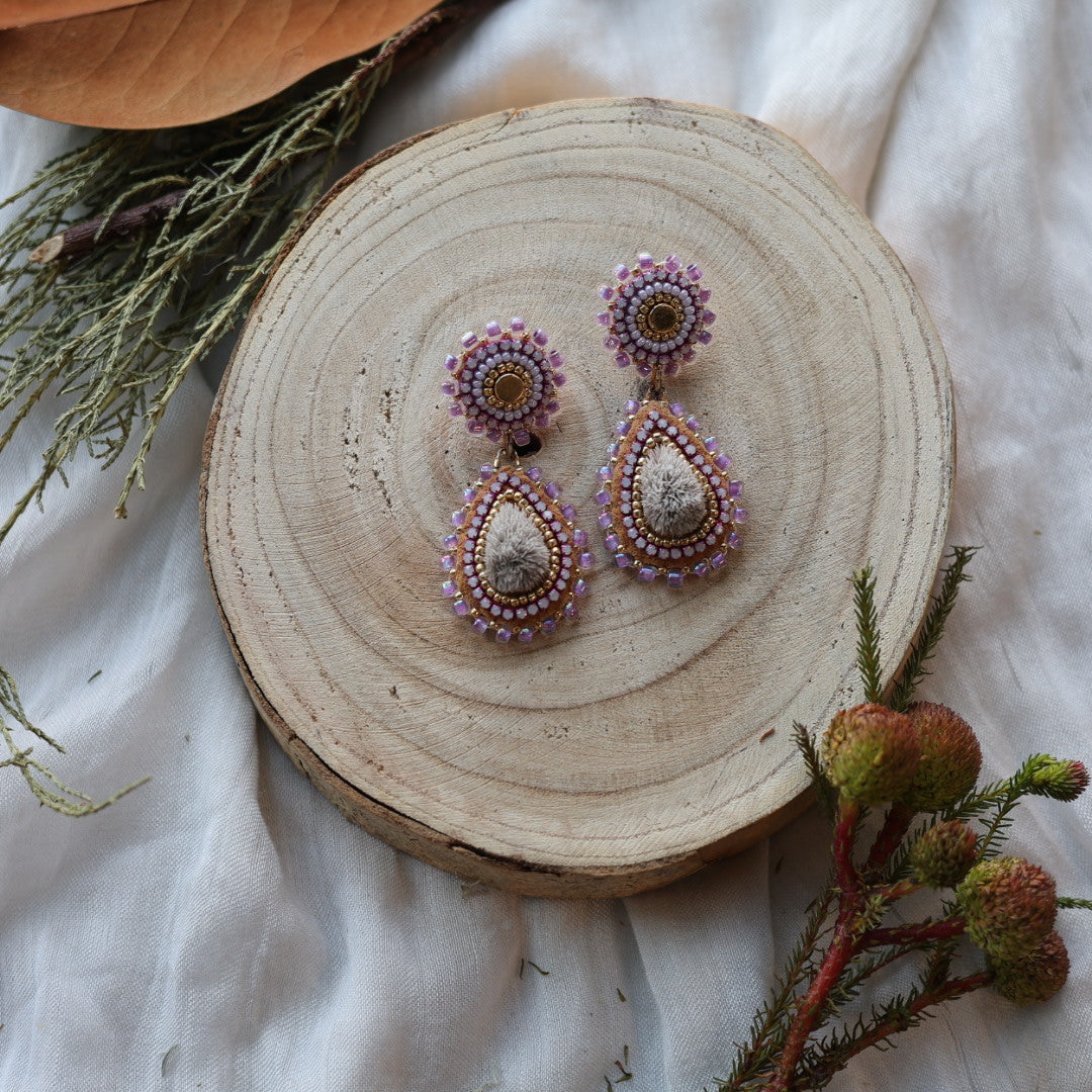 Boreal Forest Beads Tiered Tufted Earrings