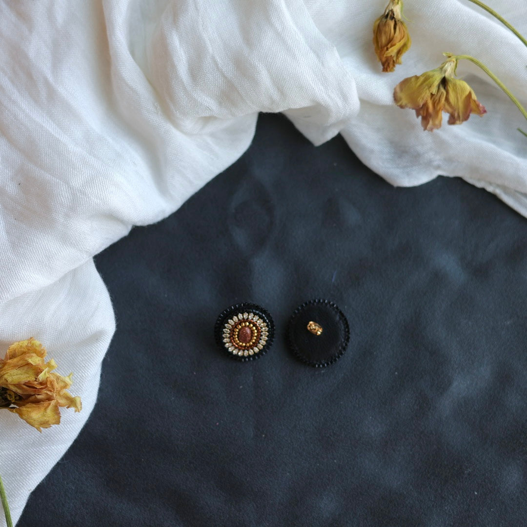 Beth Rose Designs Small Goldstone Beaded Stud Earrings