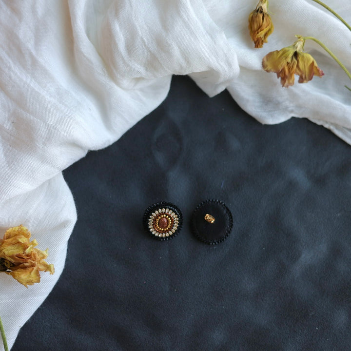 Beth Rose Designs Small Goldstone Beaded Stud Earrings