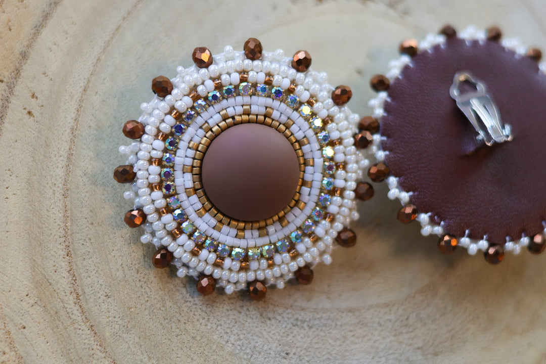 Nikki P. 24Kt Brown Clip on Earrings