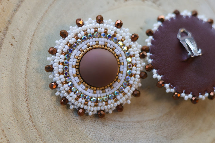 Nikki P. 24Kt Brown Clip on Earrings