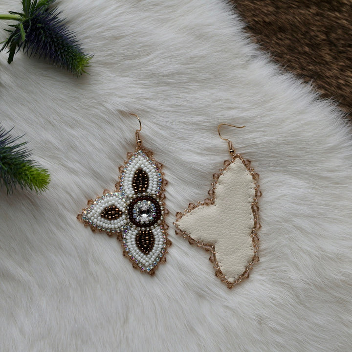 Mercedes G. Moody Neutral Half Floral Earrings