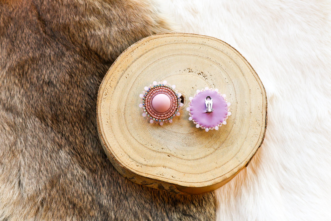 Nikki P. Round Pink Clip-on Earrings